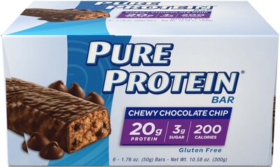 Pure Protein Protein Bar Gluten Free Chocolate Chip Protein Bar, 6 Bars/Box (NRN13353)