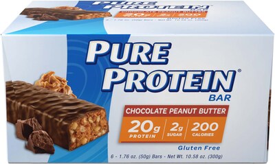 Pure Protein Protein Bar Gluten Free Chocolate Peanut Butter Protein Bar, 6 Bars/Box (NRN13805)