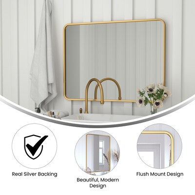 Flash Furniture Jada Decorative Wall Mirror, 40" x 30" Matte Gold (HMHD22M198YBNGD)