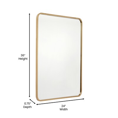 Flash Furniture Jada Decorative Wall Mirror, 24" x 36" Matte Gold (HMHD22M199YBNGD)