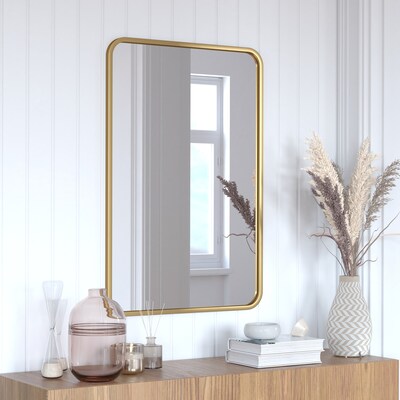 Flash Furniture Jada Decorative Wall Mirror, 24" x 36" Matte Gold (HMHD22M199YBNGD)