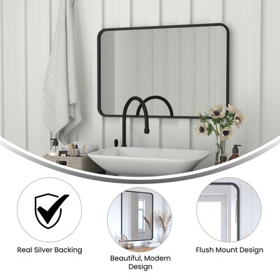 Flash Furniture Jada Decorative Wall Mirror, 24" x 36" Matte Black (HMHD22M199YBNBK)