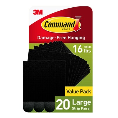 Command Large Hanging Strips, 16 lb., Black, 20/Pack (17206BLK-20NA)