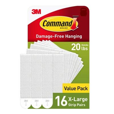 Command Extra Large Hanging Strips, 20 lb., White, 16/Pack (17217-16NA)