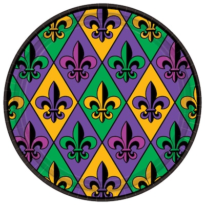 Amscan Fleur De Lis Paper Plates, 7 x 7, 18 Plates/Pack, 3/Pack (741902)