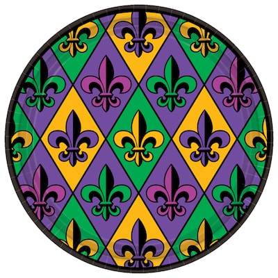 Amscan Fleur De Lis Paper Plates, 7 x 7, 18 Plates/Pack, 3/Pack (741902)