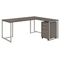 Office by kathy ireland® Method 72W L Shaped Desk with 30W Return and Mobile File Cabinet, Cocoa, Installed (MTH018COSUFA)