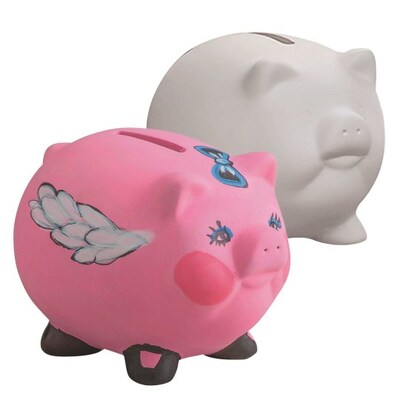 S&S Worldwide Color Me Piggy Bank Unglazed Pk12, (A-9202-A)