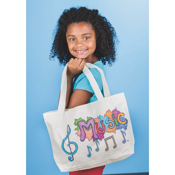 S&S Worldwide Color Me Canvas Tote Bag W/Gusset, Pack of 6 (CM228)