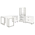 Office by kathy ireland® Method 72W L Shaped Desk with 30W Return, File Cabinets and Bookcase, White, Installed (MTH029WHSUFA)