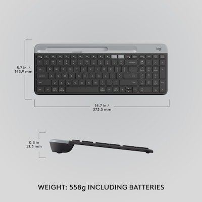 Logitech K585 Slim Multi-Device Wireless Keyboard, Graphite (920-011479)