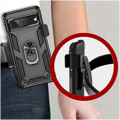 Saharacase Military Kickstand Series Black Holster for Google Pixel 7 (CP00379)