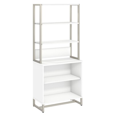 Office by kathy ireland® Method Bookcase with Hutch, White, Installed (MTH013WHFA)
