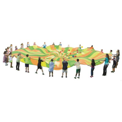 S&S Worldwide Neon Ultra Rip Stop Nylon Parachute, 12 ft Diameter (W12943)
