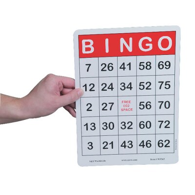 S&S Worldwide Jumbo Bingo Cards 8 1/4 x 11 1/4, 100/Pack (W9363)