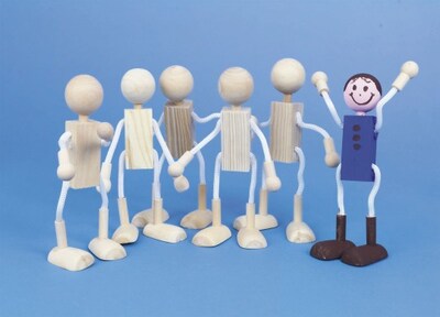 S&S Worldwide Wood Dolls Unfinshd, 6/Pack (CF-837)