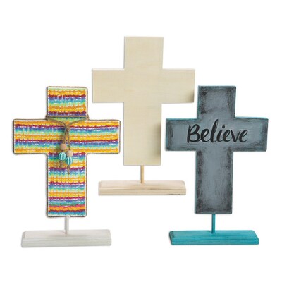 S&S Worldwide, Standing Wood Cross W/Base Pk3, (WD7627)