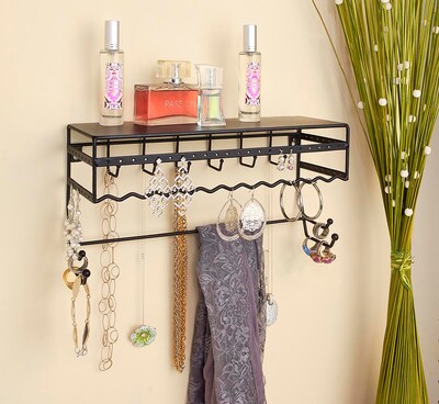 Simplify Wall Mount Jewelry & Accessory Organizer, Black (2700-BLK)