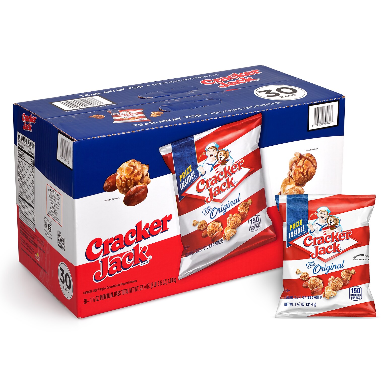 Cracker Jack Caramel Popcorn, 37.5 oz., 30/Box (209-00701)