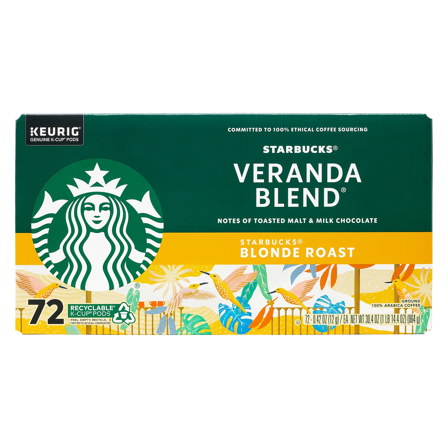 Starbucks Veranda Blend Coffee Keurig K-Cup Pods, Light Roast, 72/Box (220-02161)