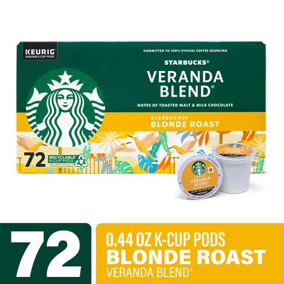 Starbucks Veranda Blend Coffee Keurig K-Cup Pods, Light Roast, 72/Box (220-02161)