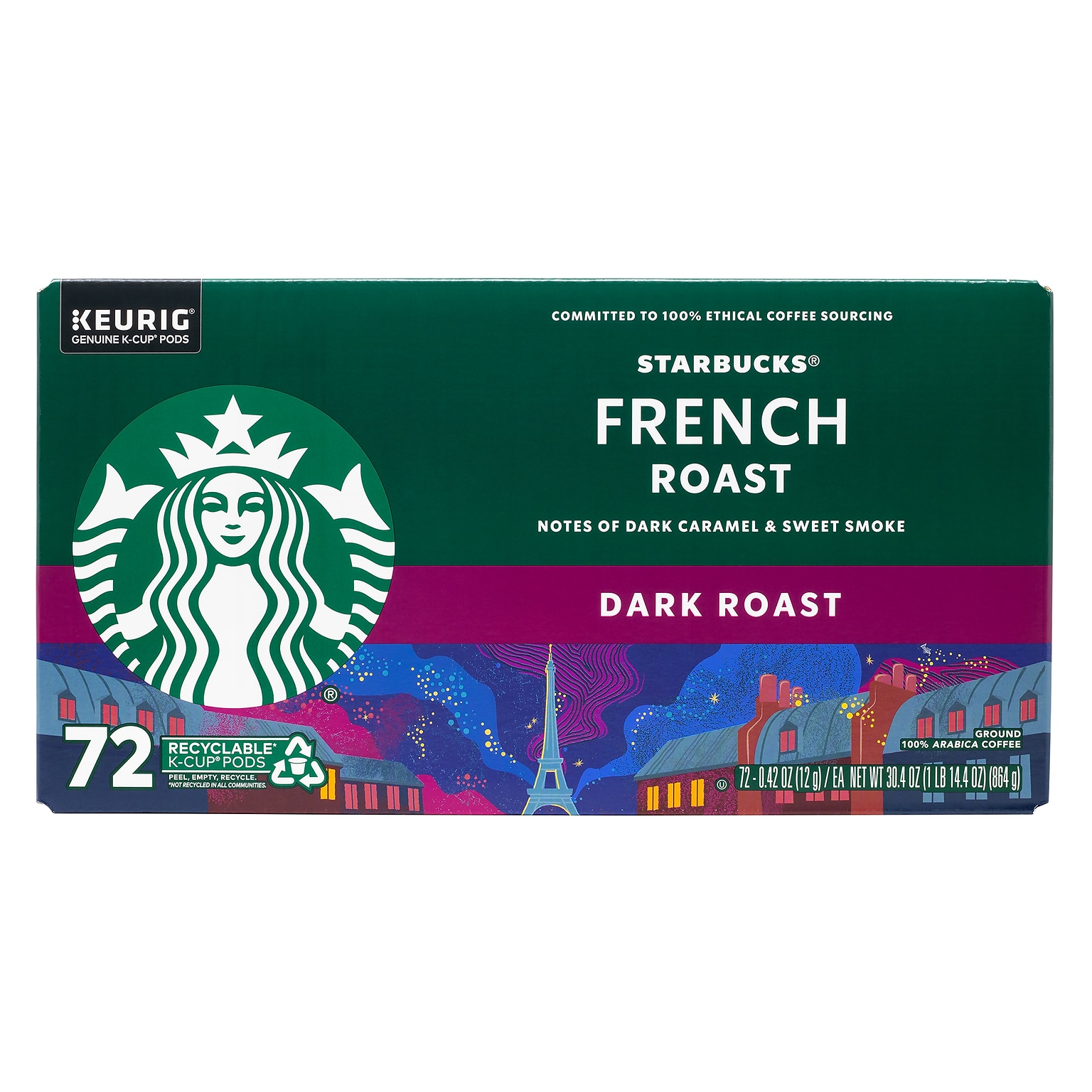 Starbucks French Roast Coffee Keurig K-Cup Pods, Dark Roast, 72/Box (220-02159)