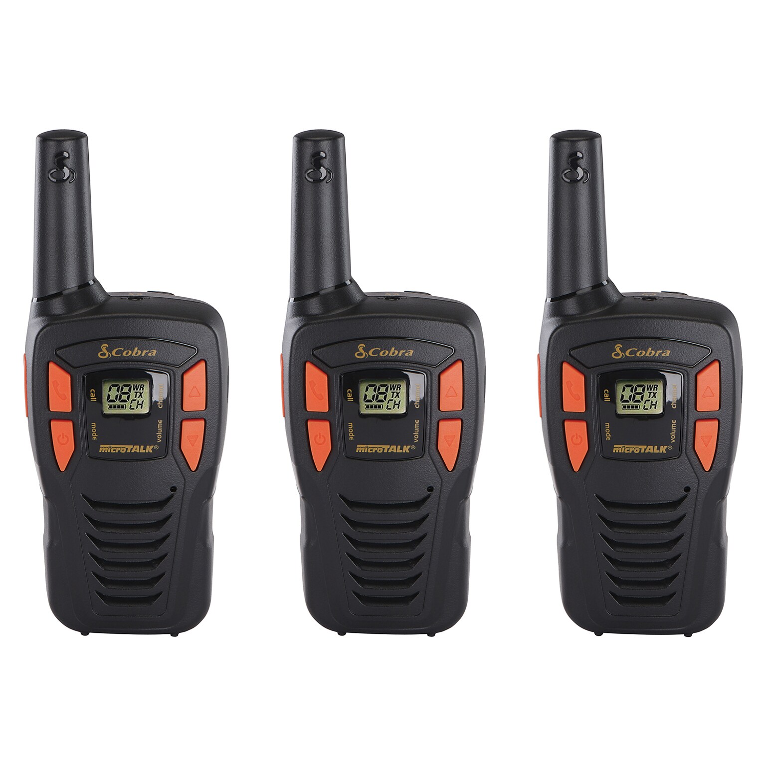 Cobra 16-Mile Range FRS 2-Way Radios, Black, 3/Pack (ACXT145-3)