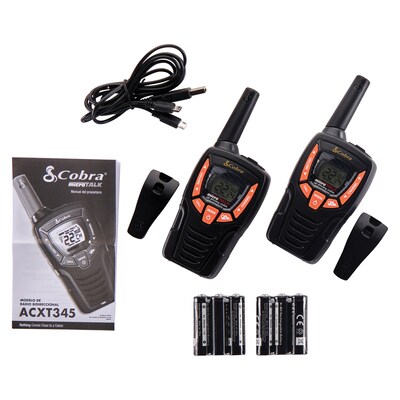 Cobra Weather-Resistant 25-Mile Range 2-Way Radio, Black, 2/Pack (ACXT345)