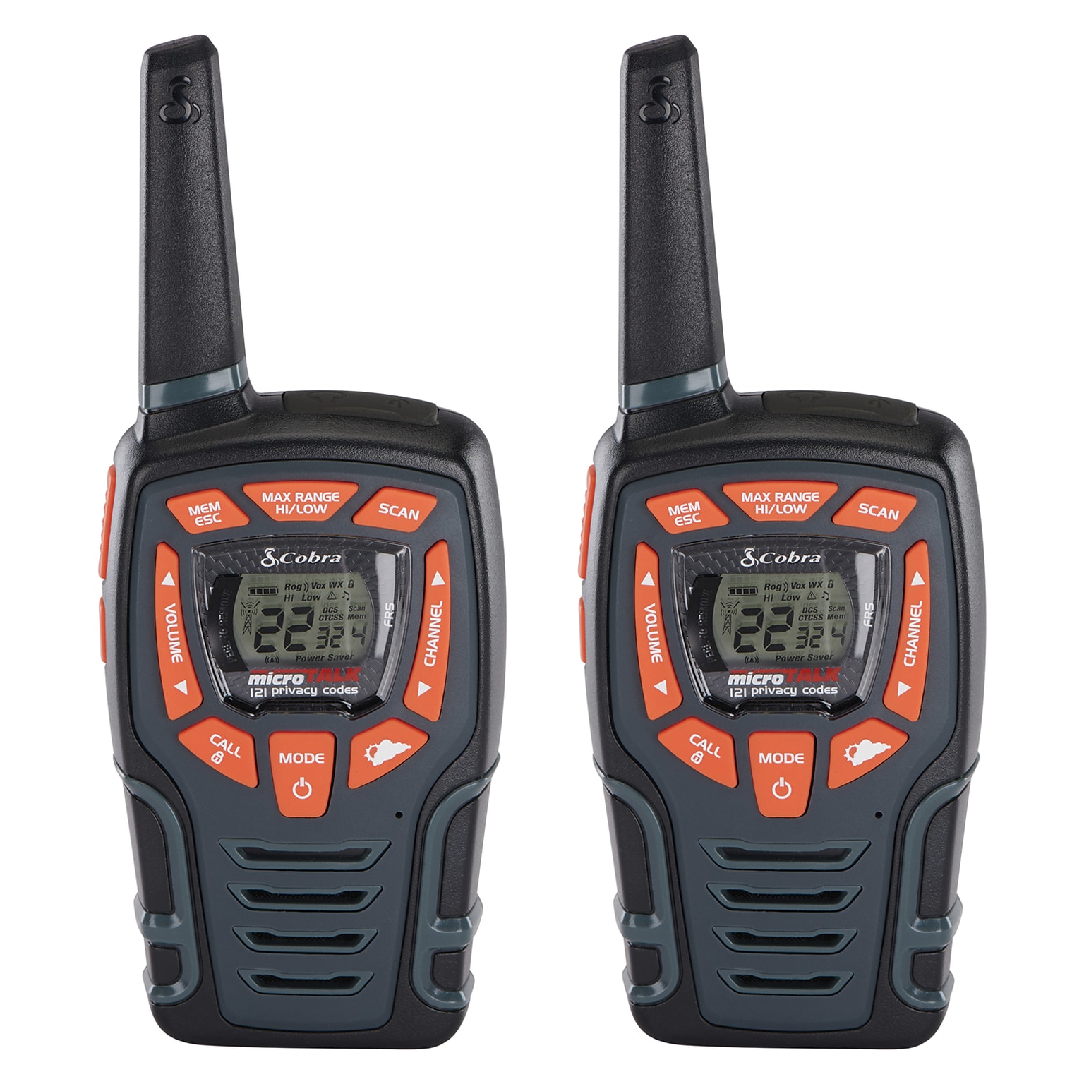 Cobra Weather-Resistant 28-Mile Range 2-Way Radio, Black, 2/Pack (ACXT545)