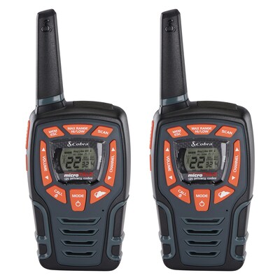 Cobra Weather-Resistant 28-Mile Range 2-Way Radio, Black, 2/Pack (ACXT545)