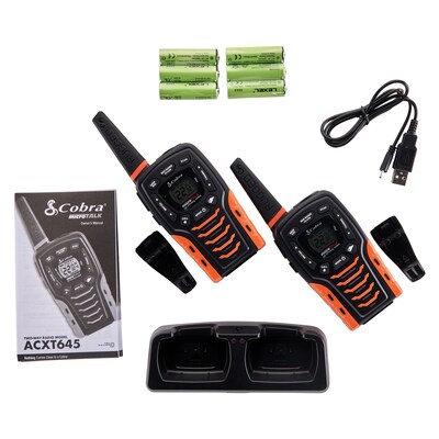 Cobra Waterproof 35-Mile Range 2-Way Radio, Black, 2/Pack (ACXT645)