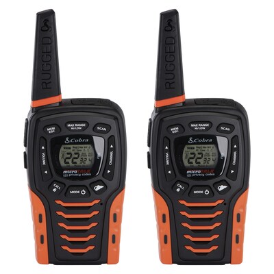 Cobra Waterproof 35-Mile Range 2-Way Radio, Black, 2/Pack (ACXT645)