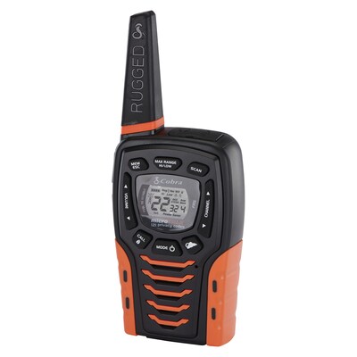 Cobra Waterproof 35-Mile Range 2-Way Radio, Black, 2/Pack (ACXT645)