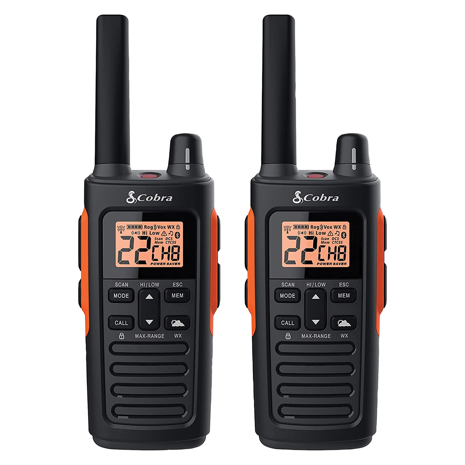 Cobra 38-Mile Range Waterproof 2-Way Radios, Black, 2-Pack (RX680)