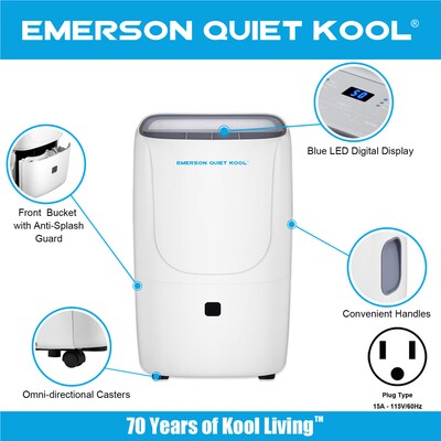 Emerson Quiet Kool High Efficiency 20-Pint SMART Dehumidifier Wi-Fi Voice Control (EAD20SE1T)