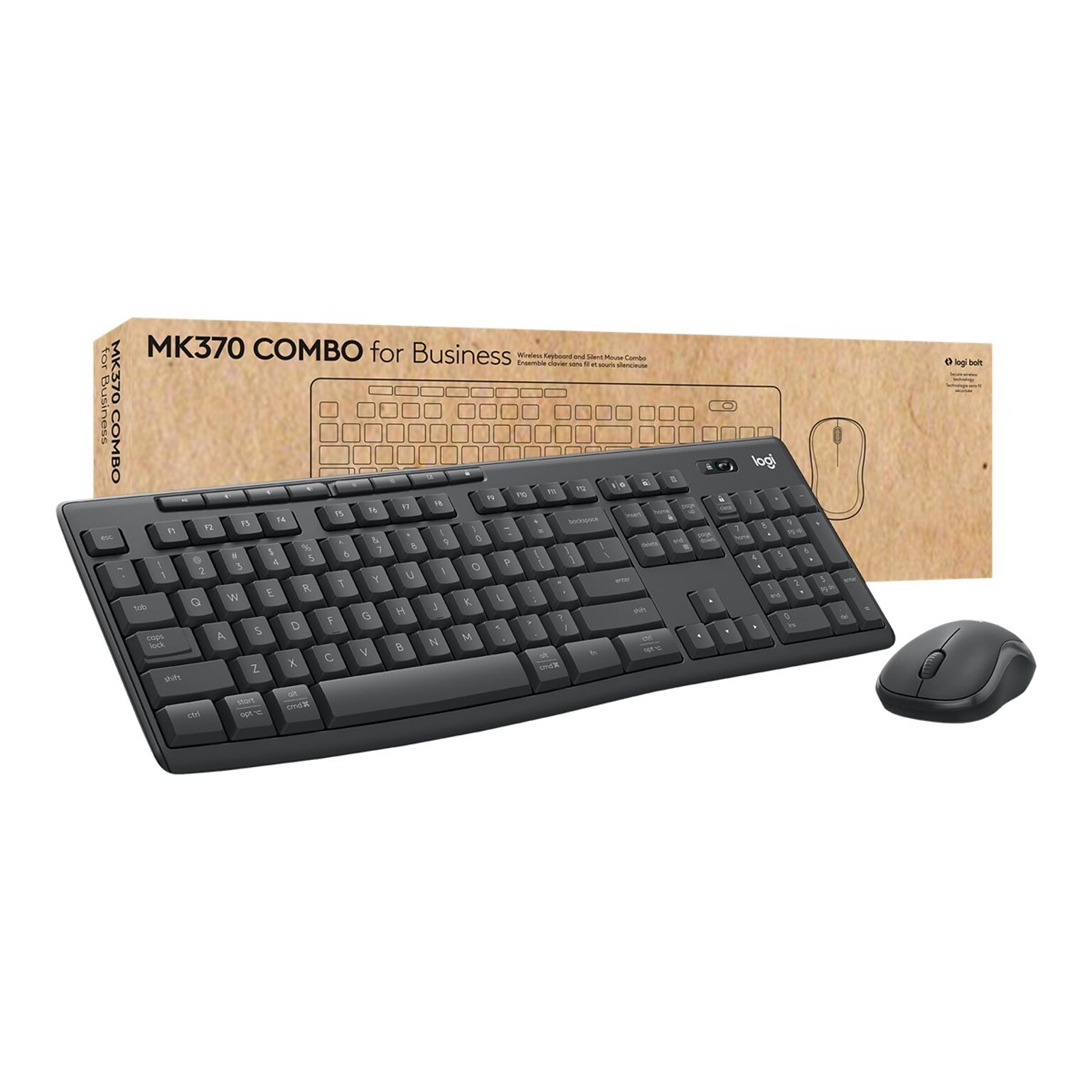 Logitech MK370 Wireless Keyboard and Mouse Combo for Business, Graphite (920-011887)