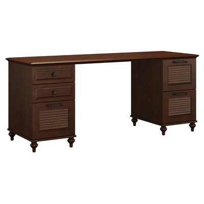 kathy ireland® Home by Bush Furniture Volcano Dusk Double Pedestal Desk, Coastal Cherry (ALA006CC)