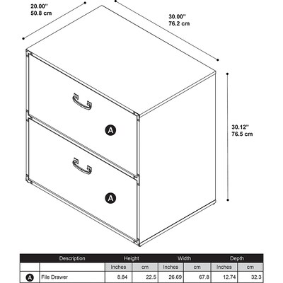 Office by kathy ireland® Ironworks Lateral File Cabinet, Coastal Cherry (KI50204-03)