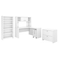 Office by kathy ireland® Echo L Shaped Desk with Hutch, Bookcase and File Cabinets, Pure White/Pure White (ECH028PW)