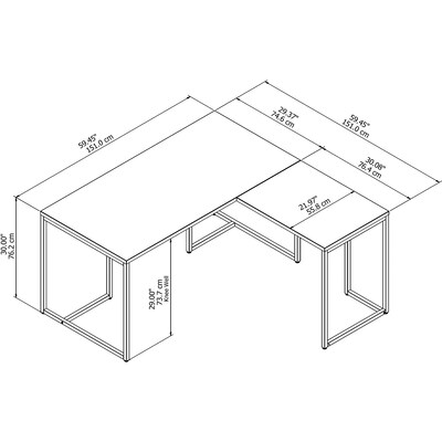 Bush Business Furniture Method 60"W L Shaped Desk with Return, White (MTH004WH)