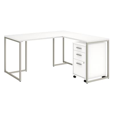 Bush Business Furniture Method 60W L Shaped Desk with Return and Mobile File Cabinet, White (MTH005