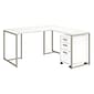 Office by kathy ireland® Method 60W L Shaped Desk with 30W Return and Mobile File Cabinet, White (MTH005WHSU)