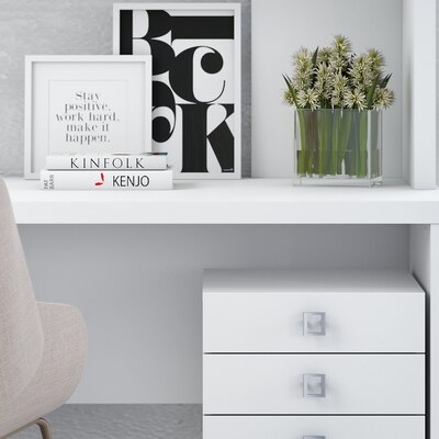 Office by kathy ireland® Echo Bow Front Desk, Credenza with Hutch, Bookcase and File Cabinets, Pure White/Pure White (ECH029PW)