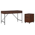 kathy ireland® Home by Bush Furniture Ironworks 48W Writing Desk and 2 Drawer Mobile File Cabinet, Coastal Cherry (IW001CC)