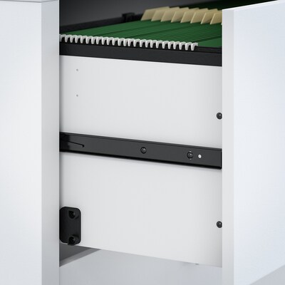 Office by kathy ireland® Echo Credenza Desk with Hutch and Mobile File Cabinet, Pure White/Pure White (ECH006PW)