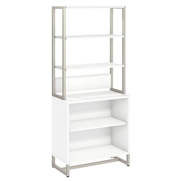 Office by kathy ireland® Method Bookcase with Hutch, White (MTH013WH)