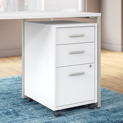 Bush Business Furniture Method 3 Drawer Mobile File Cabinet, White (KI70203SU)