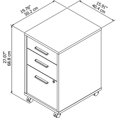 Bush Business Furniture Method 3 Drawer Mobile File Cabinet, White (KI70203SU)