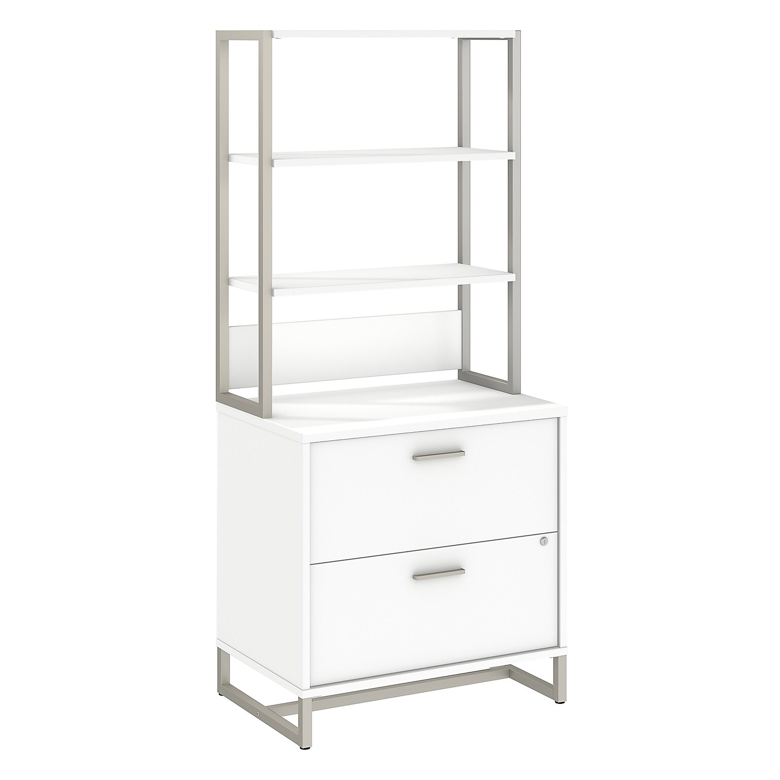 Bush Business Furniture Method 2 Drawer Lateral File Cabinet with Hutch, White (MTH012WHSU)