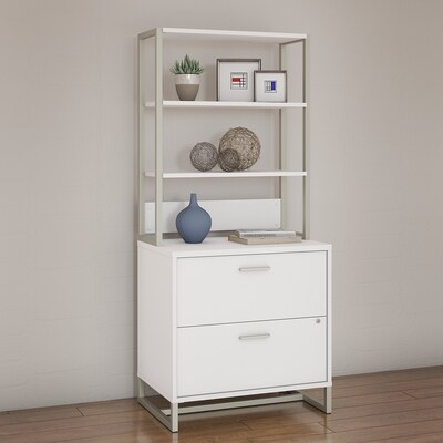 Bush Business Furniture Method 2 Drawer Lateral File Cabinet with Hutch, White (MTH012WHSU)
